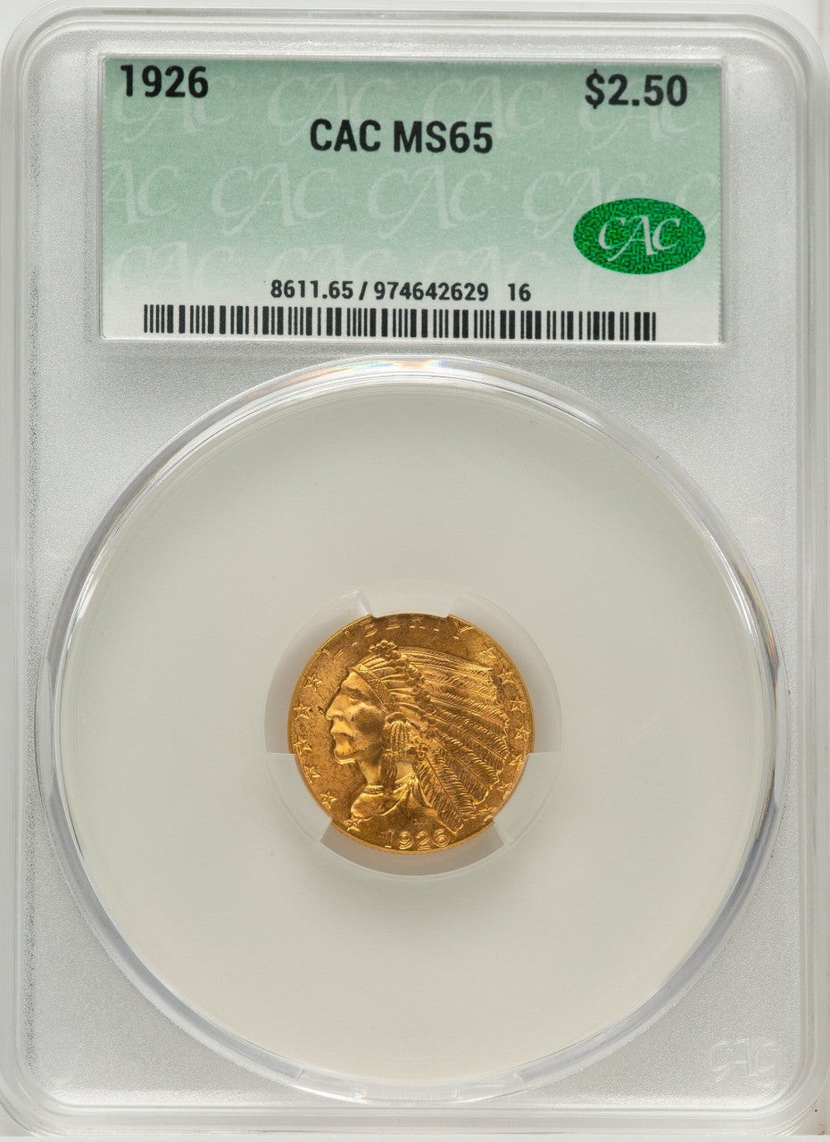 1926 $2.50 Indian Quarter Eagle CACG MS65 (520369056)