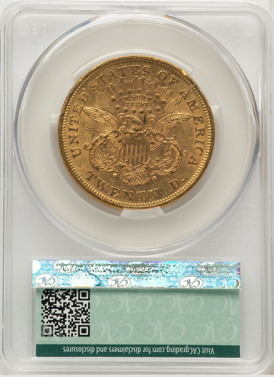 1868 $20 Liberty Double Eagle CACG AU58