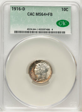1916-D 10C FB CACG Plus Mercury Dime CACG MS64+