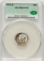 1916-D 10C FB CACG Plus Mercury Dime CACG MS64+