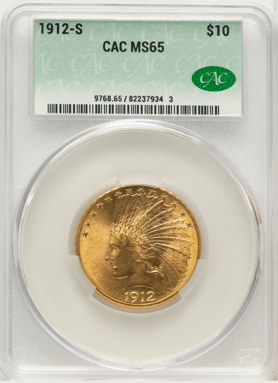 1912-S $10 Indian Eagle CACG MS65