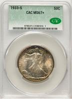 1933-S 50C CACG Plus Walking Liberty Half Dollar CACG MS67+