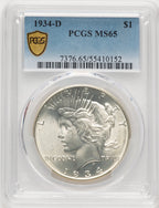 1934-D Peace Dollar PCGS MS65
