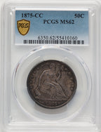1875-CC 50C Seated Half Dollar PCGS MS62