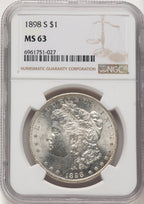 1898-S Brown Label Morgan Dollar NGC MS63