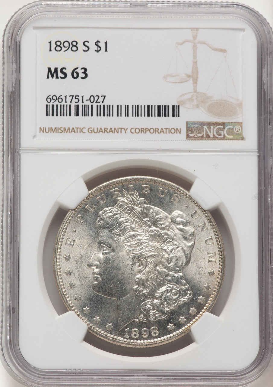 1898-S Brown Label Morgan Dollar NGC MS63