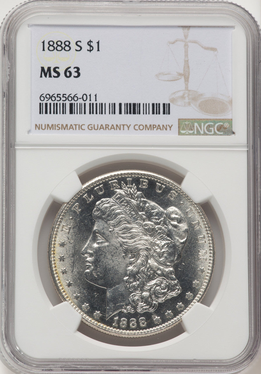 1888-S Brown Label Morgan Dollar NGC MS63