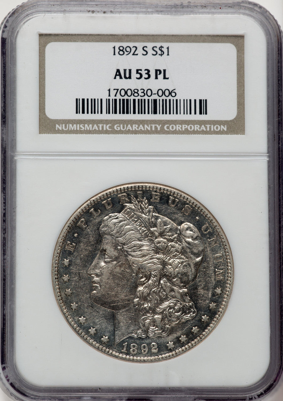 1892-S PL Morgan Dollar NGC AU53