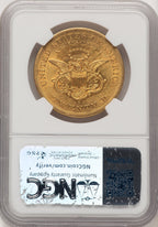 1861-S $20 Brown Label Liberty Double Eagle NGC AU50