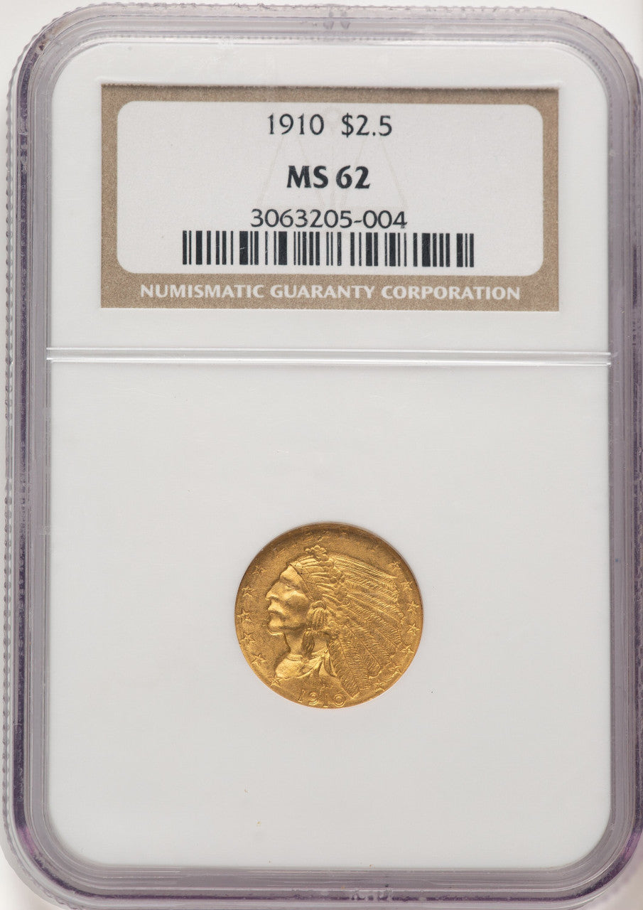 1910 $2.50 Indian Quarter Eagle NGC MS62