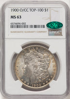 1900-O/CC CAC Brown Label Morgan Dollar NGC MS63
