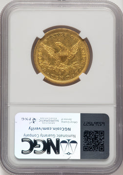 1843-O $10 Brown Label Liberty Eagle NGC AU58