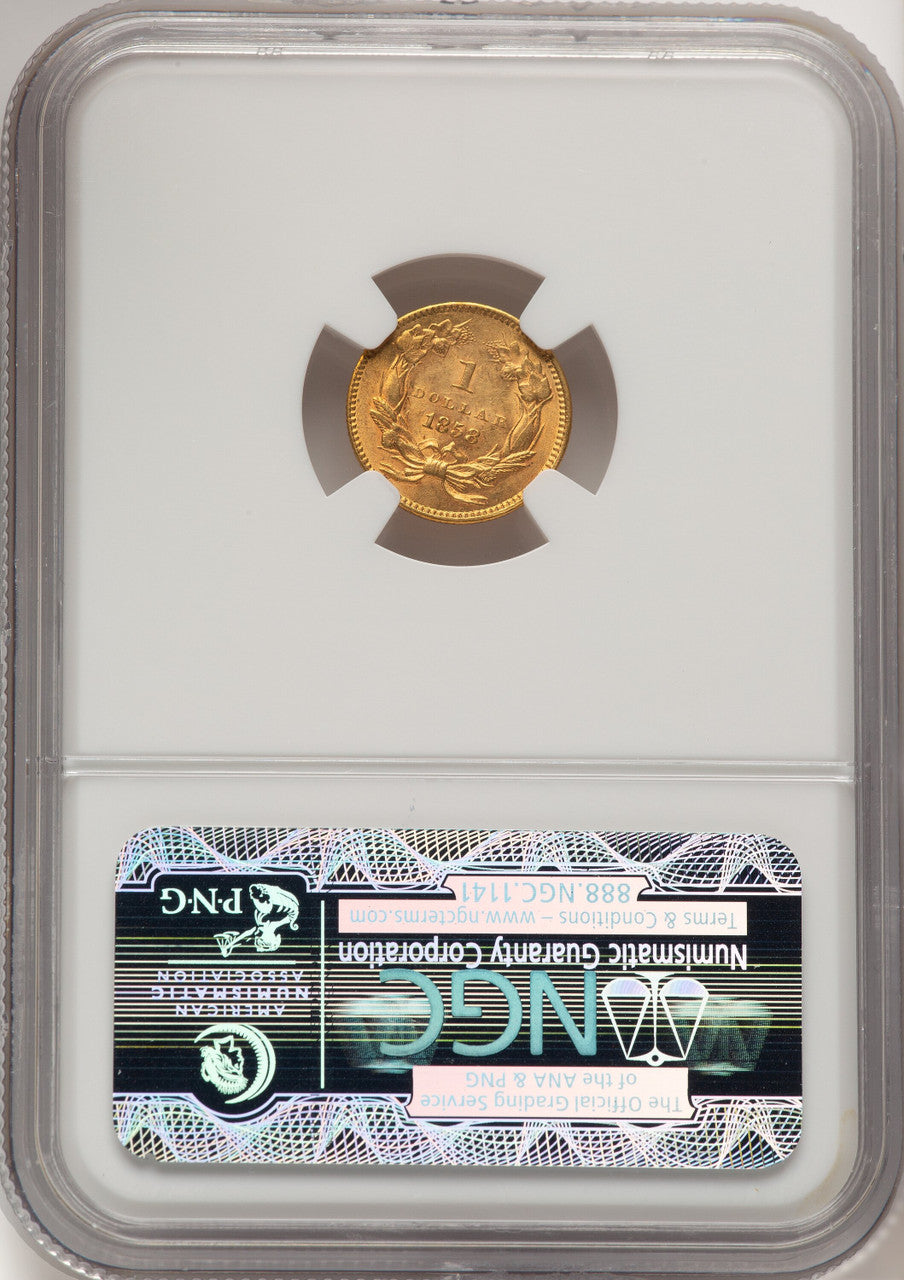 1858 G$1 Gold Dollar NGC MS62