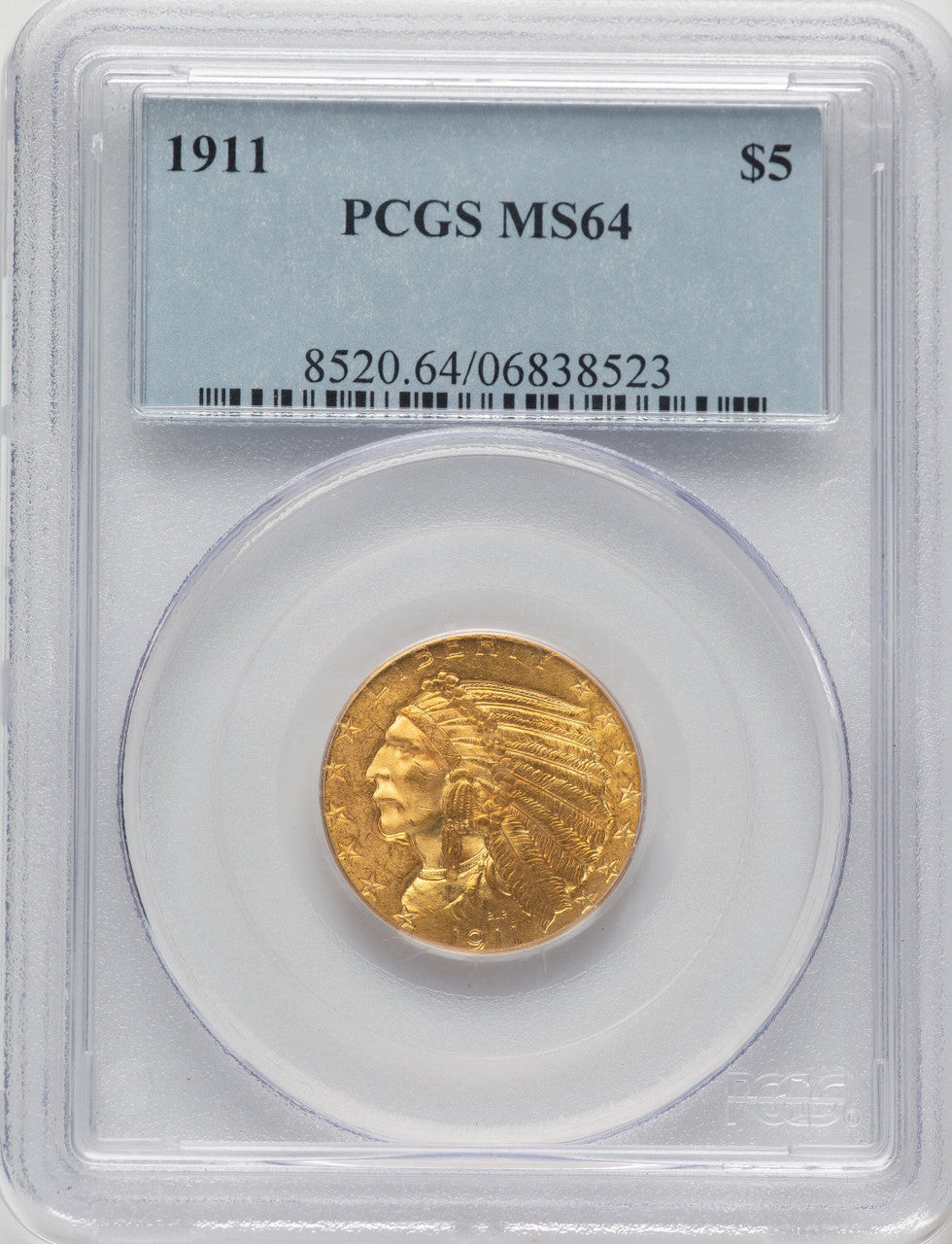 1911 $5 Indian Half Eagle PCGS MS64 (775807001)