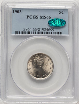 1903 5C CAC Liberty Nickel PCGS MS66