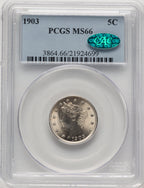 1903 5C CAC Liberty Nickel PCGS MS66