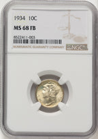 1934 10C FB Mercury Dime NGC MS68 (775178002)