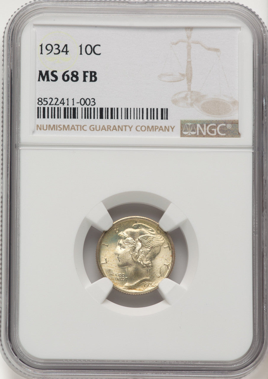 1934 10C FB Mercury Dime NGC MS68 (775178002)