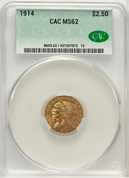 1914 $2.50 Indian Quarter Eagle CACG MS62