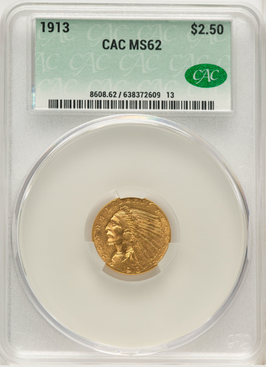 1913 $2.50 Indian Quarter Eagle CACG MS62