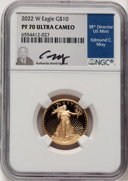 2022-W G$10 Quarter Ounce Gold Eagle NGC PF70 Ed Moy