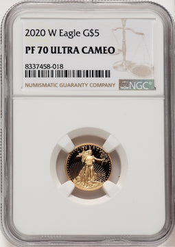 2020-W $5 One-Tenth Ounce Gold Eagle Brown Label NGC PF70 (520505052)
