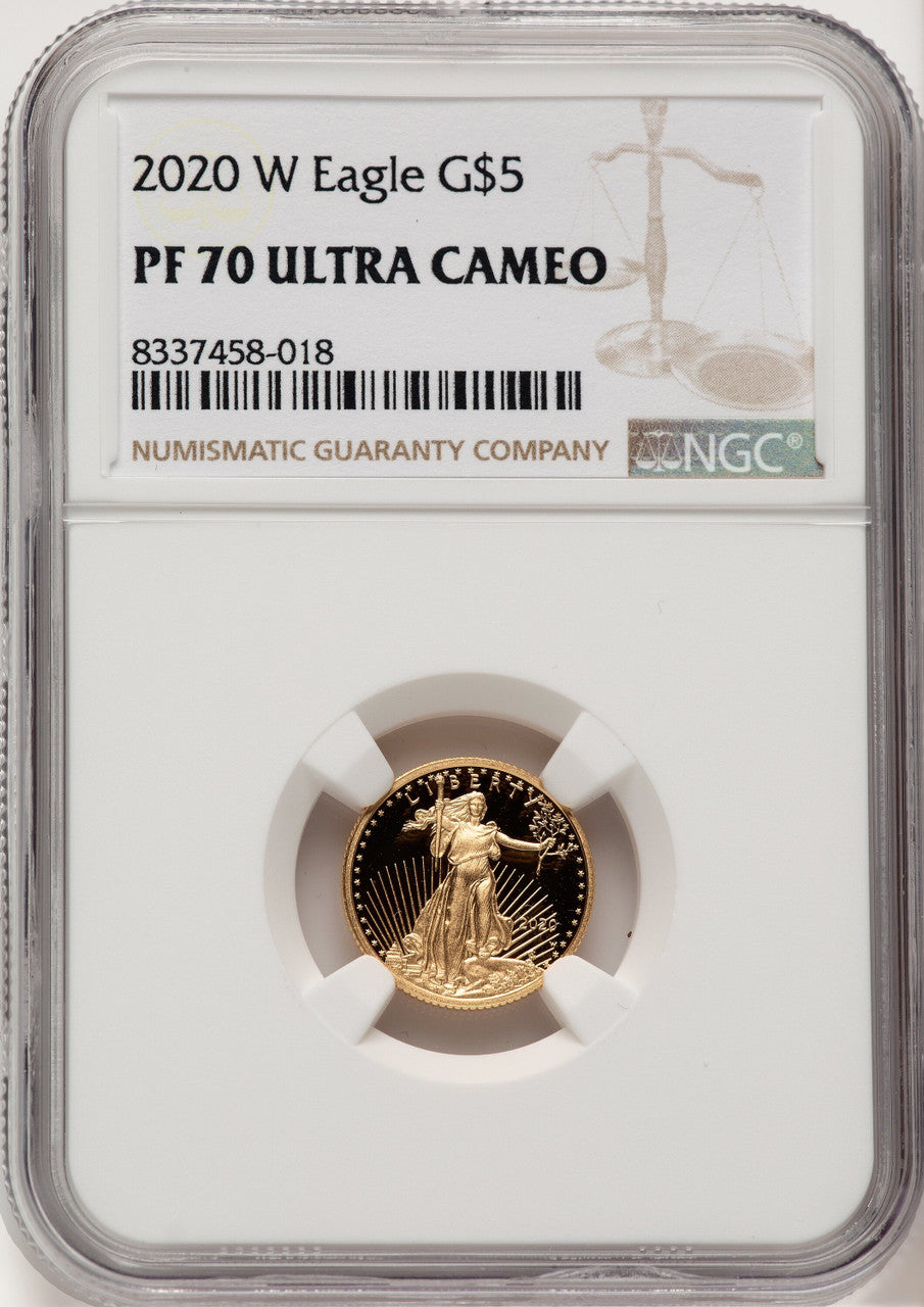 2020-W $5 One-Tenth Ounce Gold Eagle Brown Label NGC PF70 (520505052)