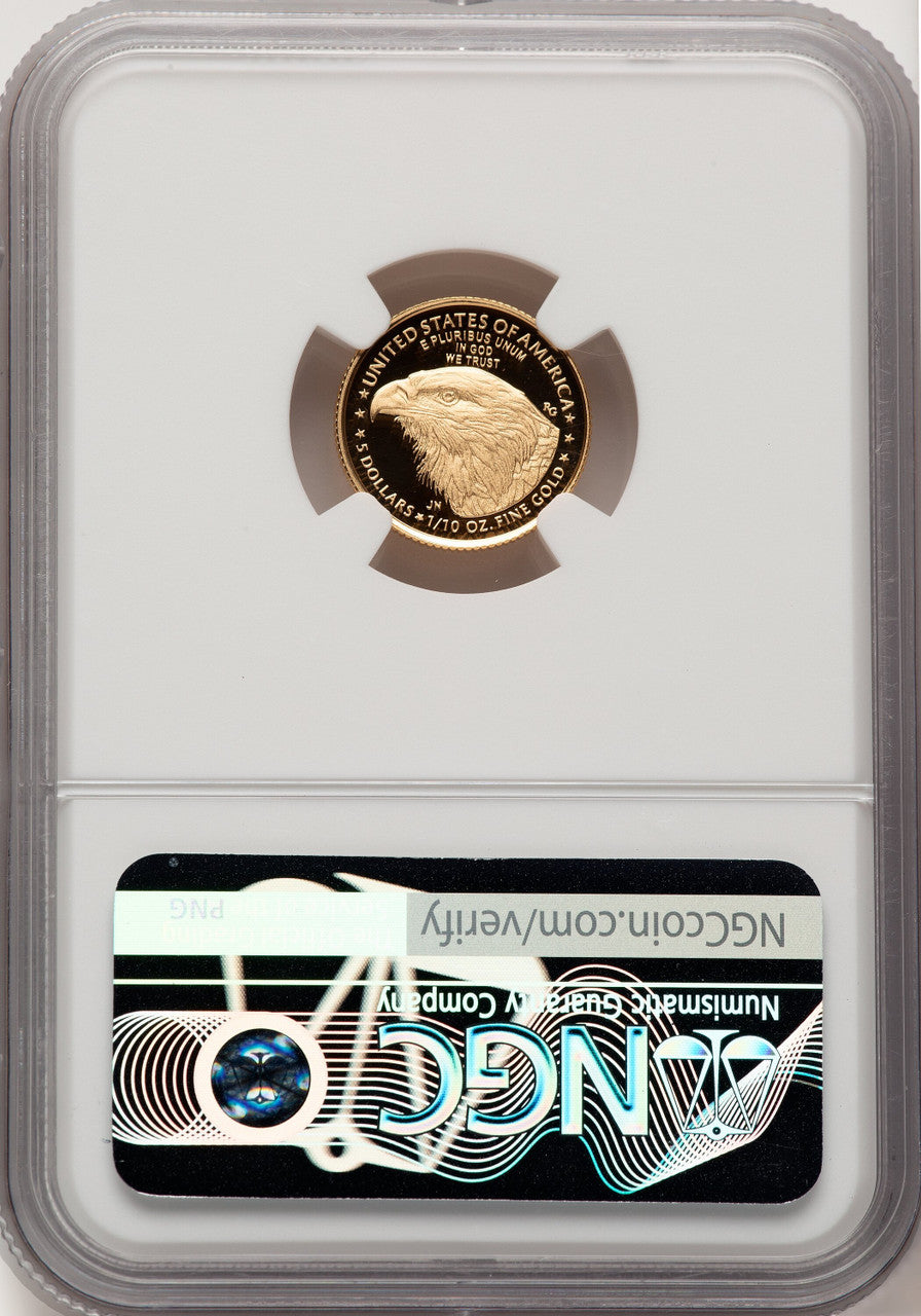 2021-W $5 Tenth Ounce Gold Eagle Type Two FS 2022 US Mint Releases Mike Castle NGC PF70