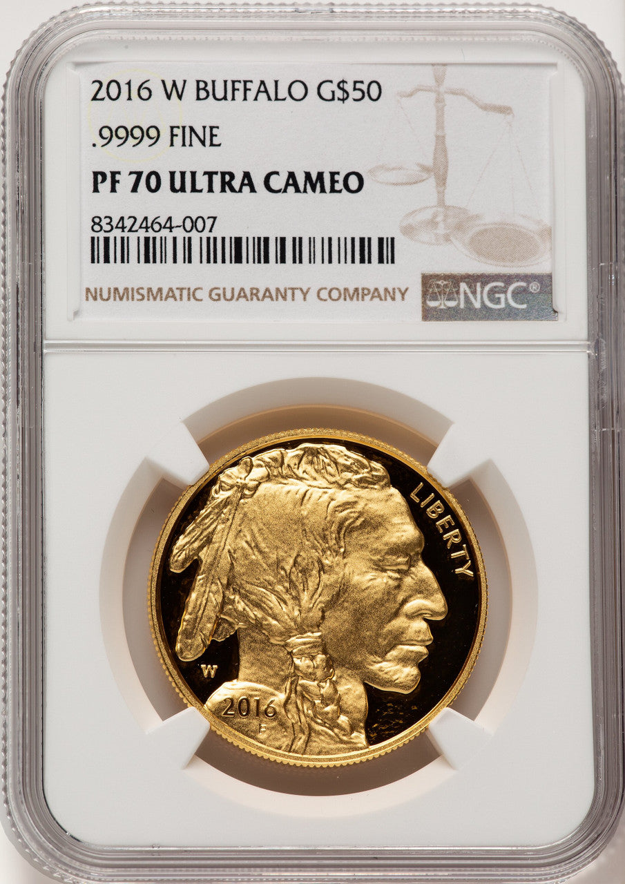 2016-W $50 One-Ounce Gold Buffalo 10th Anniversary Brown Label NGC PF70 (775315006)