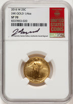 2016-W 25C Standing Liberty 100th Anniversary Gold Centennial Jeff Garrett Red Book NGC MS70 (775323023)