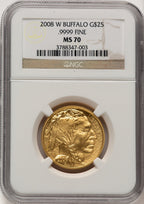 2008-W $25 Half-Ounce Gold Buffalo Brown Label NGC MS70 (520203004)
