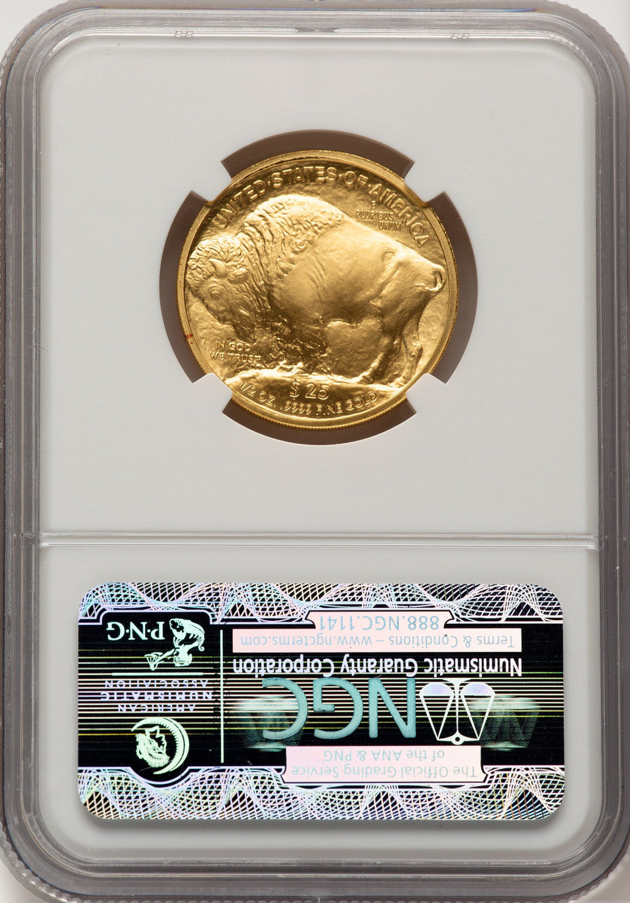 2008-W $25 Half-Ounce Gold Buffalo Brown Label NGC MS70 (520203004)