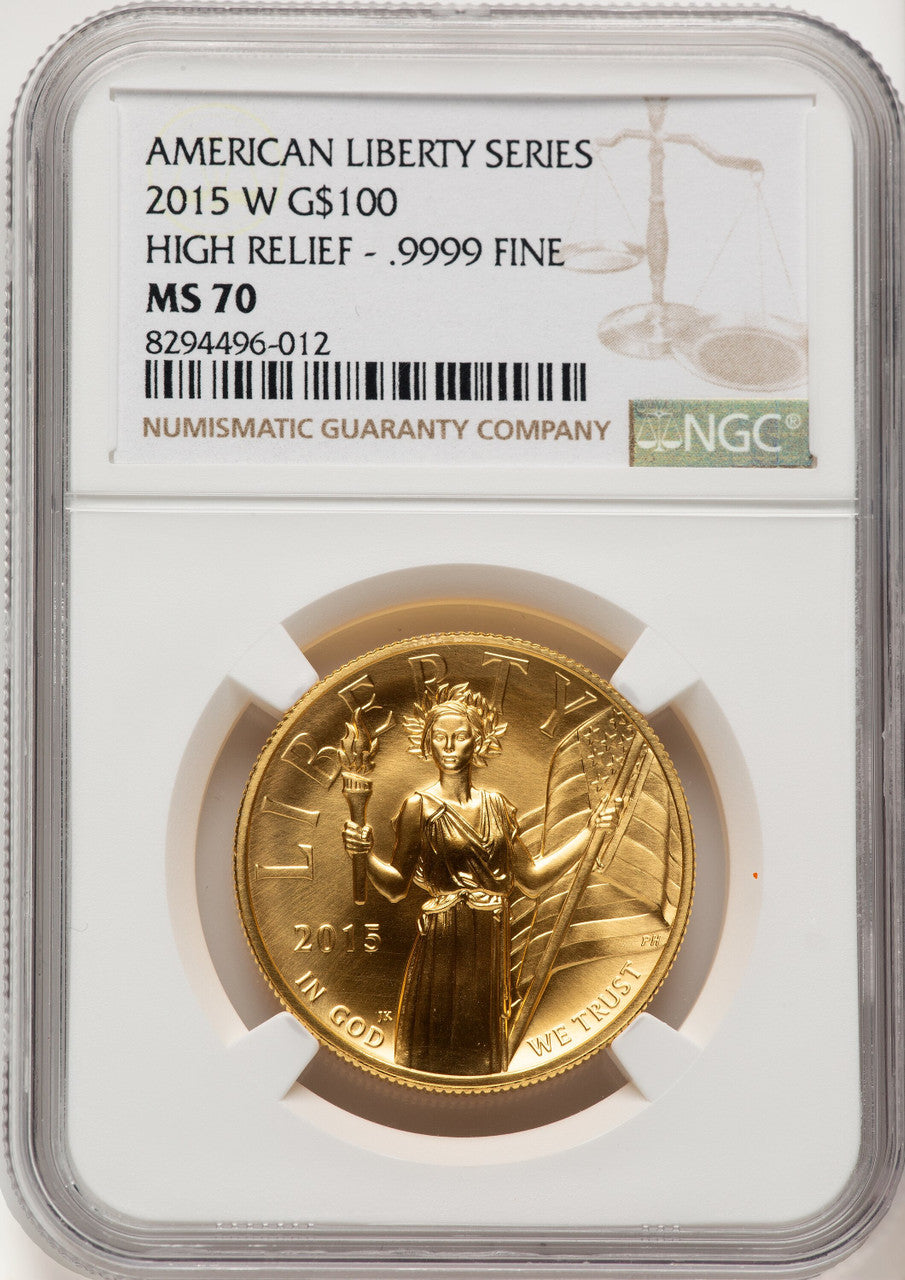 2015-W G$100 American Liberty High Relief Brown Label NGC MS70