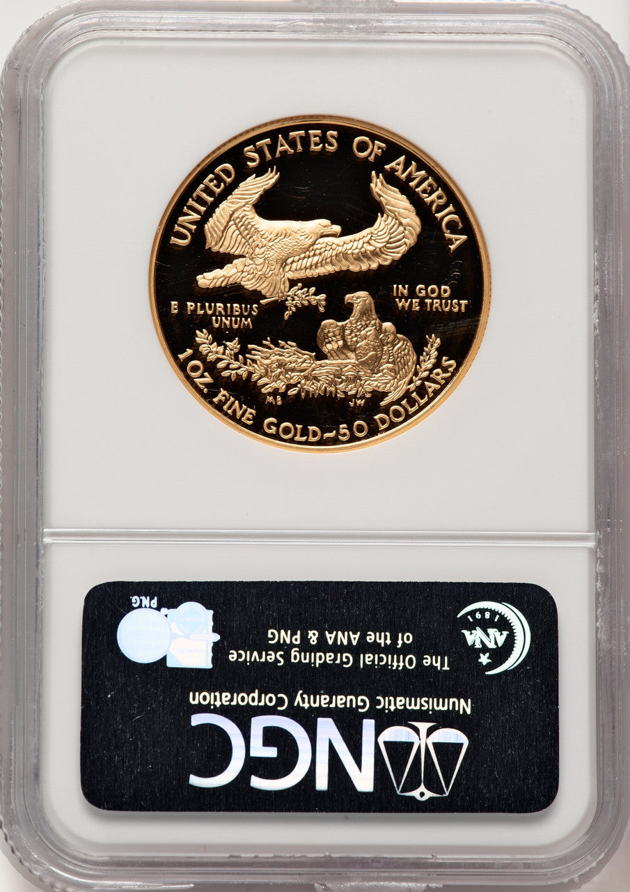 2007-W $50 One-Ounce Gold Eagle First Strike ER Blue NGC PF70