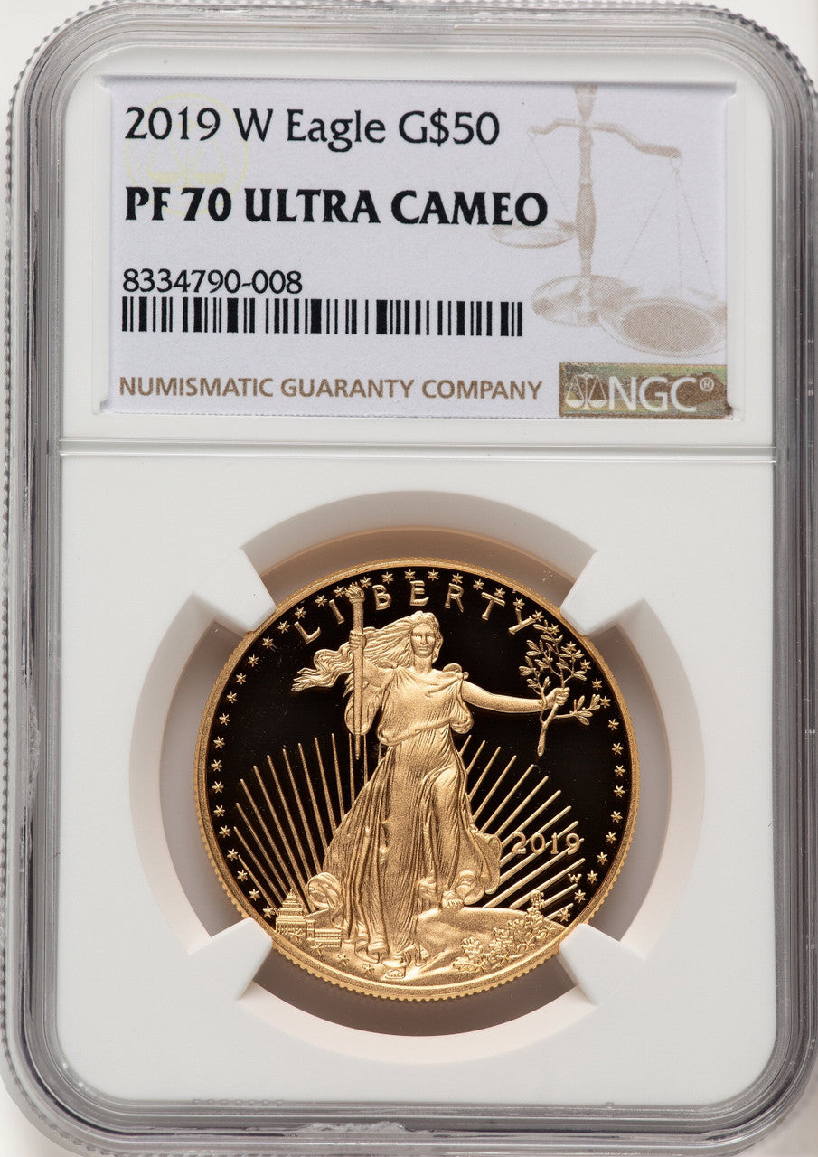 2019-W $50 One-Ounce Gold Eagle Brown Label NGC PF70 (774675008)