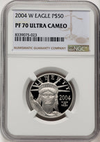 2004-W P$50 Half-Ounce Platinum Eagle Brown Label NGC PF70