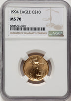 1994 $10 Quarter-Ounce Gold Eagle Brown Label NGC MS70 (765389001)