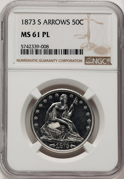 1873-S 50C Arrows Seated Half Dollar NGC MS61