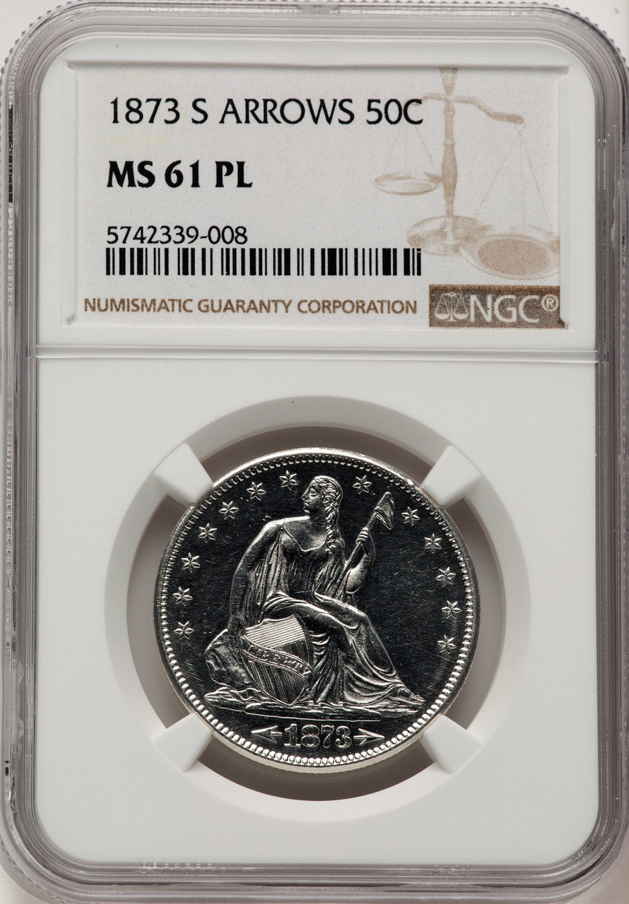 1873-S 50C Arrows Seated Half Dollar NGC MS61