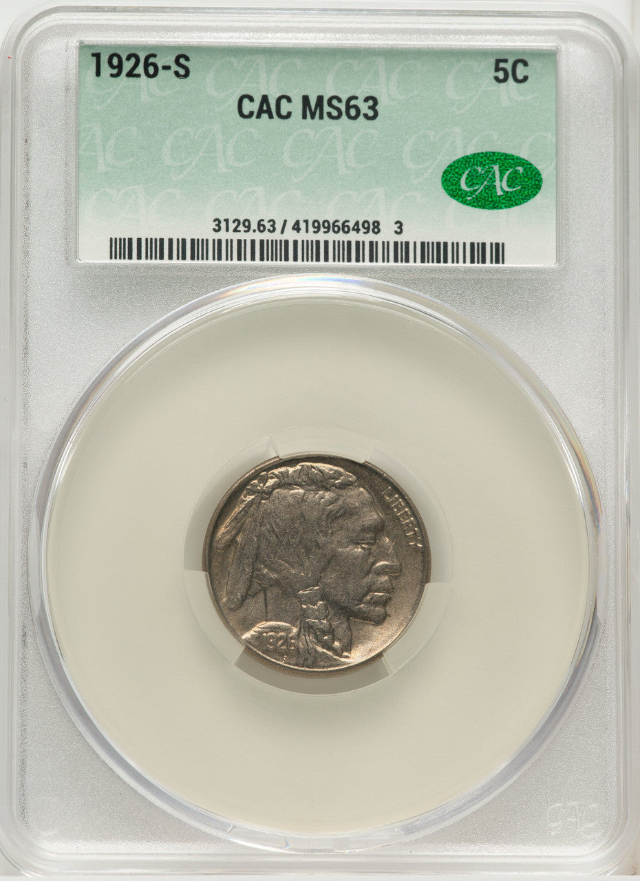 1926-S 5C Buffalo Nickel CACG MS63