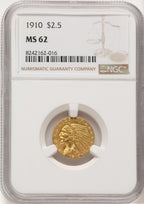 1910 $2.50 Indian Quarter Eagle NGC MS62 (773673035)