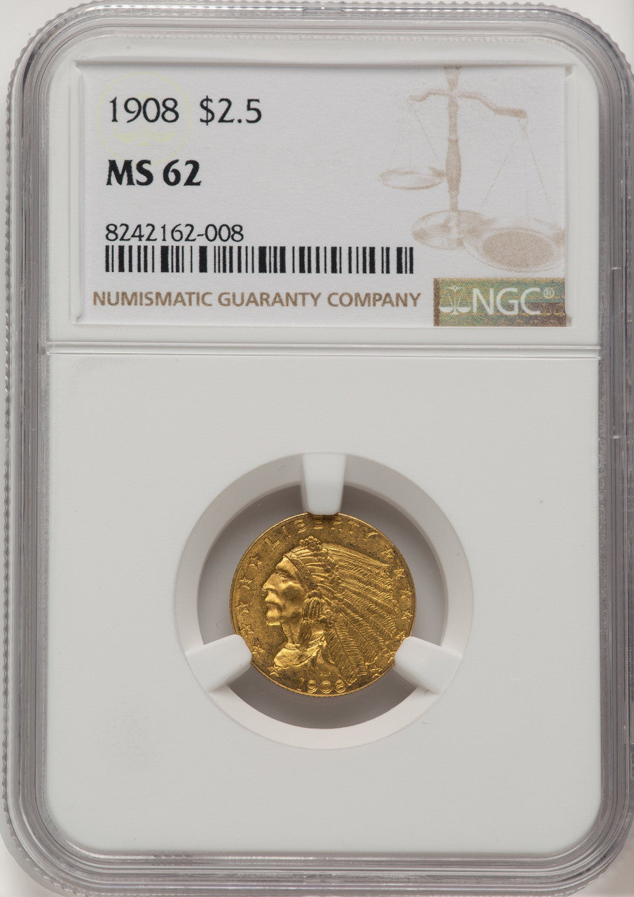 1908 $2.50 Indian Quarter Eagle NGC MS62 (773673015)