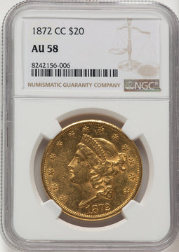 1872-CC $20 Liberty Double Eagle NGC AU58