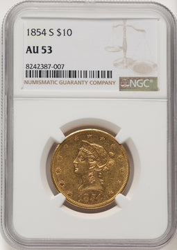 1854-S $10 Liberty Eagle NGC AU53 (177291001)
