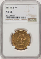 1854-S $10 Liberty Eagle NGC AU53 (177291001)