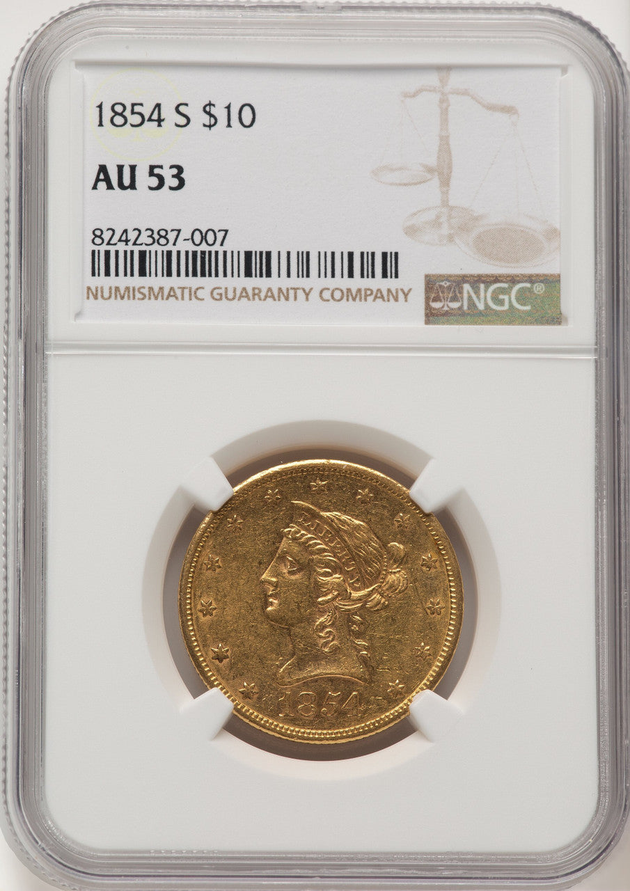 1854-S $10 Liberty Eagle NGC AU53 (177291001)