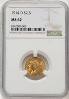 1914-D $2.50 Indian Quarter Eagle NGC MS62 (507108003)