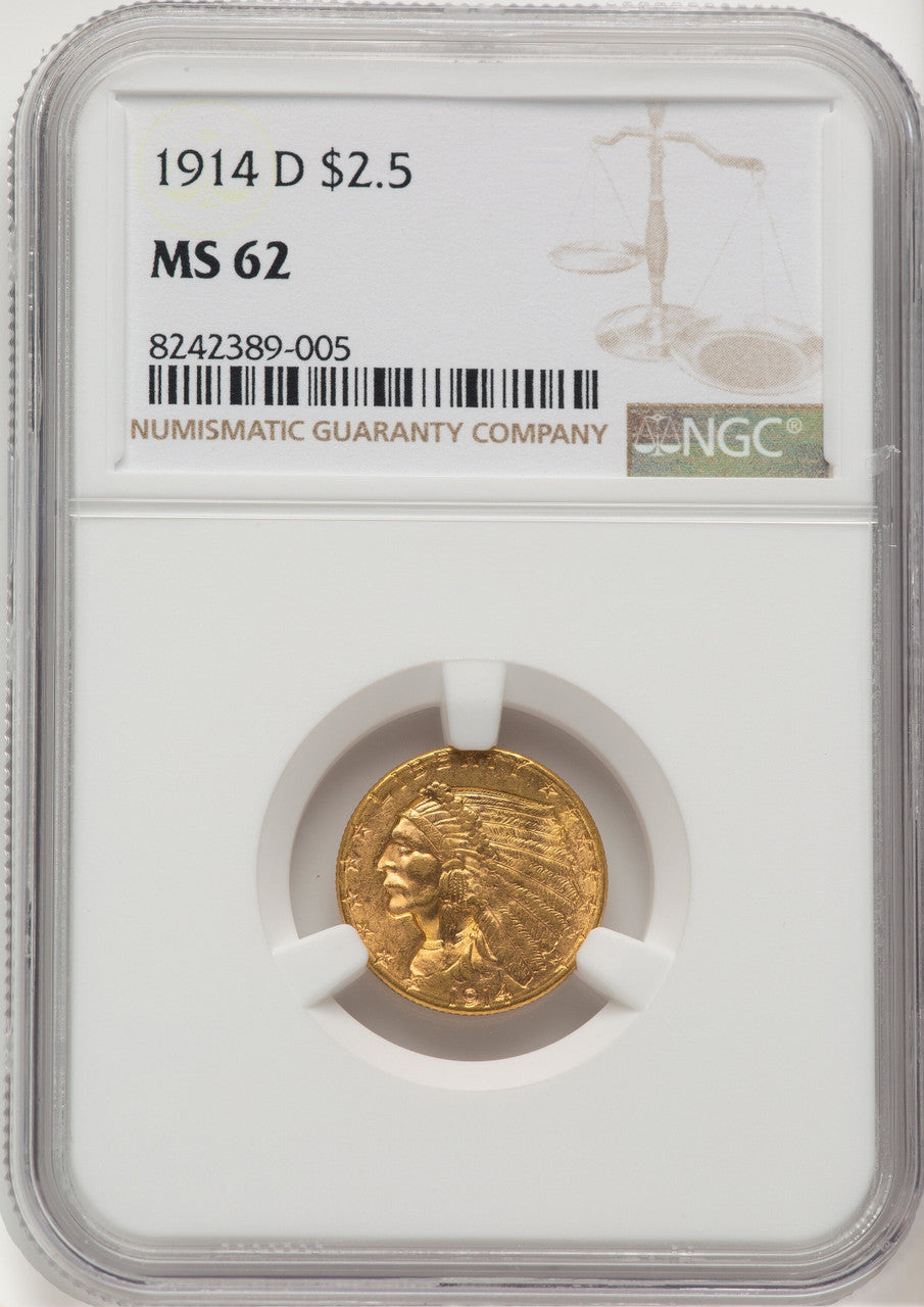 1914-D $2.50 Indian Quarter Eagle NGC MS62 (507108003)