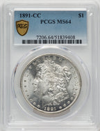 1891-CC Morgan Dollar PCGS MS64 (774723006)
