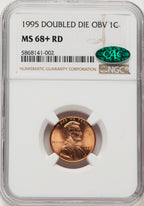1995 1C DBL DIE Lincoln Cent NGC MS68+ (766802005)